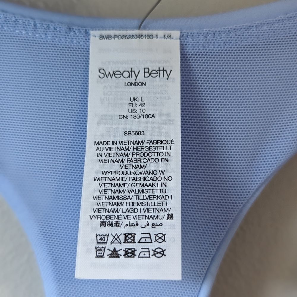 NWT Sweaty‎ Betty Power Workout Unitard Shorts dress in Breeze Blue sz L - Picture 9 of 16